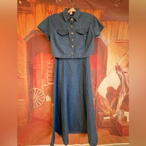 😱2 Pc Denim Set Vintage 90s Clarissa Dress + Lira Cropped Jacket